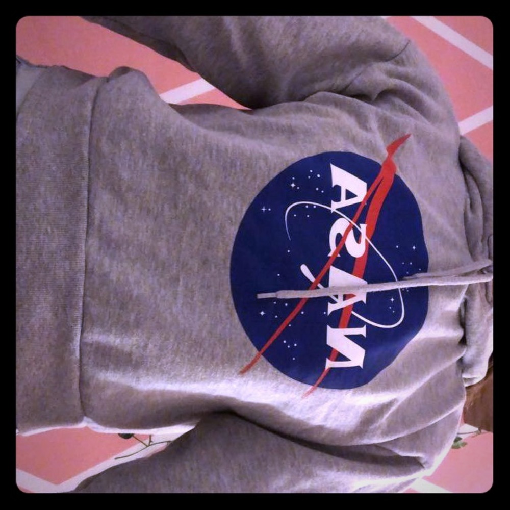 Grey NASA hoodie.